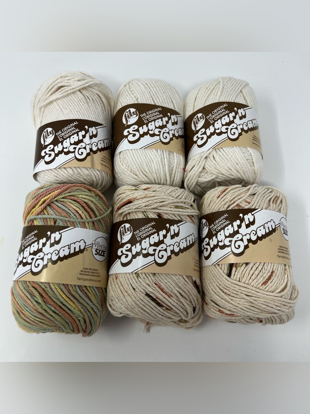 Lily Sugar 'N Cream Yarn 100% Cotton Buttercream Sonoma Ecru Worsted 4 Ply